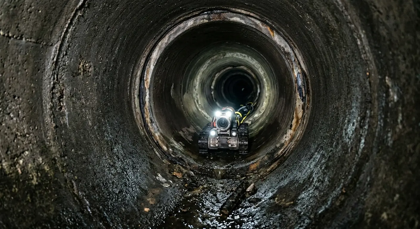 Robotic sewer camera inspecting pipe interior for Sewer Line Repair in South San Gabriel